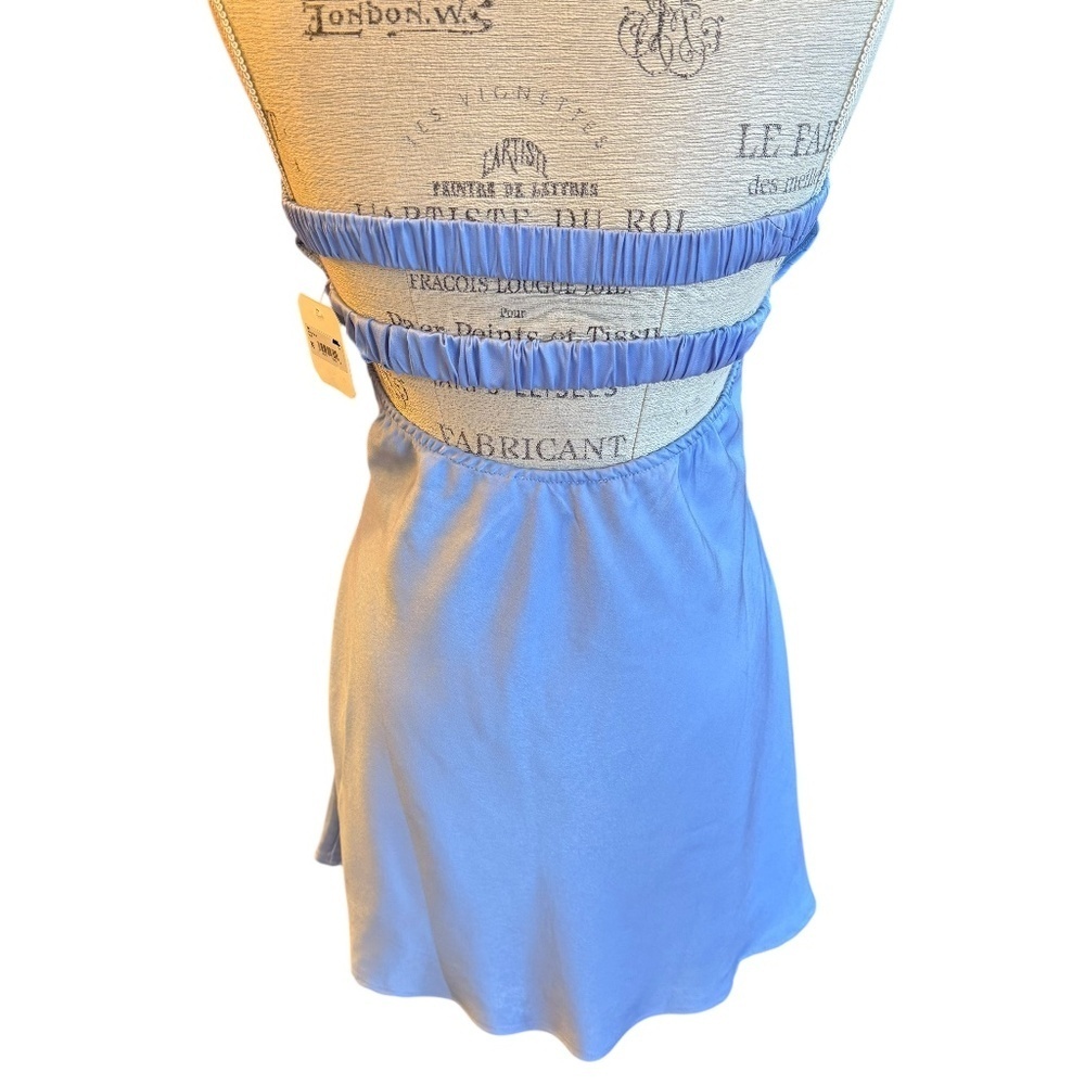 Altar'd State Women's Brinnley Satin Mini Dress Blue L NWT - Picture 4 of 6